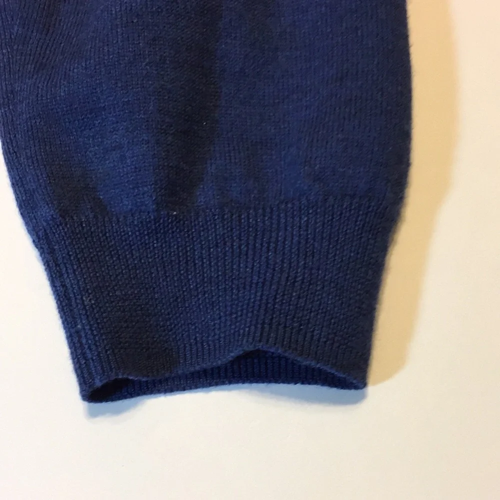 J Crew Blue Merino Wool V-Neck Lightweight Sweater Size Large